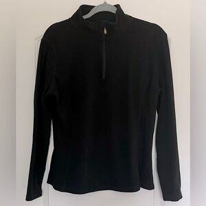 Champion Women’s Black Long Sleeve Quarter  Zip Fleece Pullover Top Lightweight